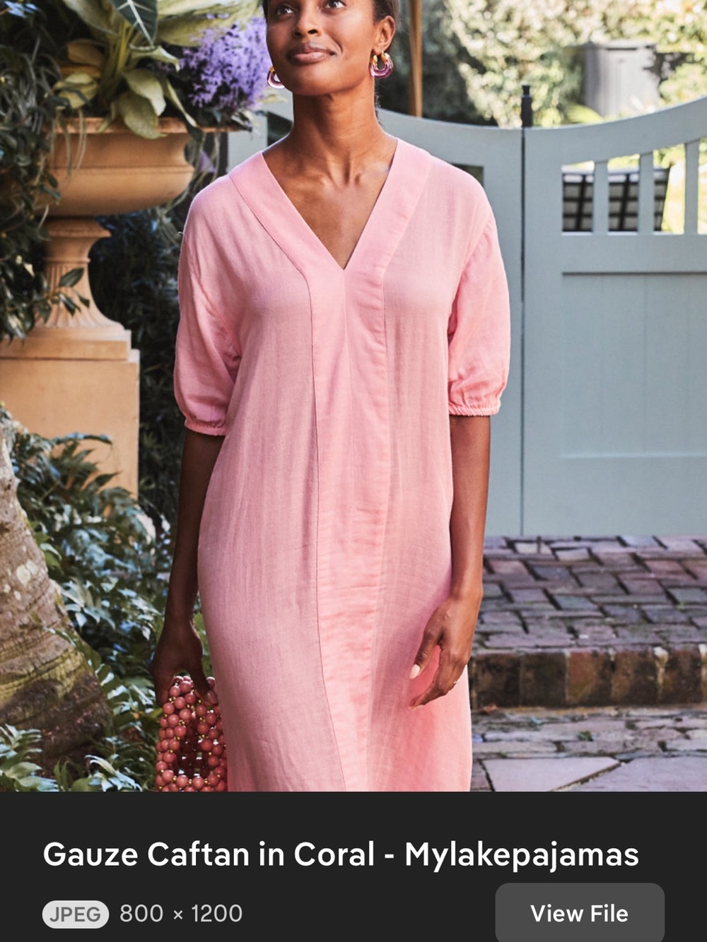 Coral Gauze Caftan Maxi Dress